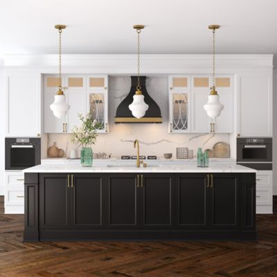 Image showing  1-Light Annie Glass Pendant Light, Brass/Milk White