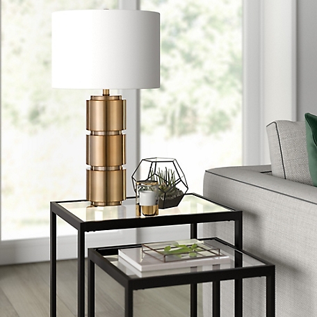 Hudson&Canal 27 in. Campbell Brass Table Lamp