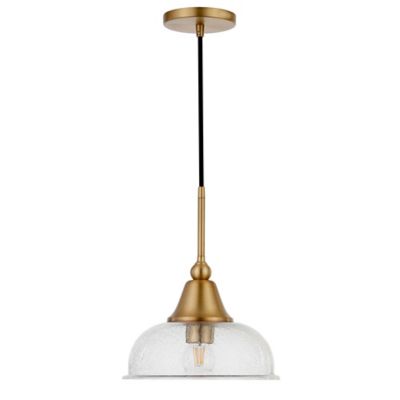 Image showing  1-Light Magnolia Seeded Glass Pendant Light, Brass