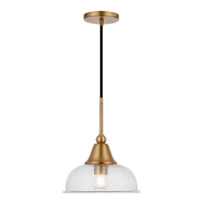 Image showing  1-Light Magnolia Seeded Glass Pendant Light, Brass