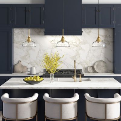 Image showing  1-Light Magnolia Seeded Glass Pendant Light, Brass