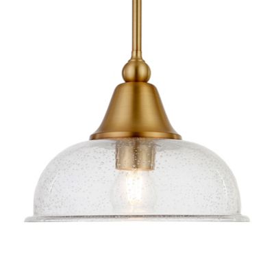 Image showing 5 th Hudson&Canal 1-Light Magnolia Seeded Glass Pendant Light, Brass