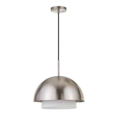 Image showing  1-Light Octavia Frosted Glass Pendant Light, Brushed Nickel/White