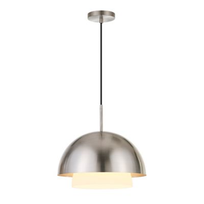 Image showing  1-Light Octavia Frosted Glass Pendant Light, Brushed Nickel/White
