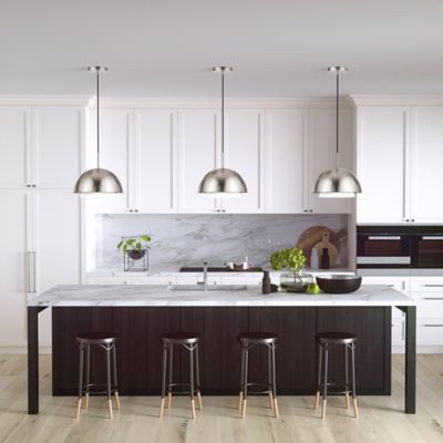 Image showing  1-Light Octavia Frosted Glass Pendant Light, Brushed Nickel/White