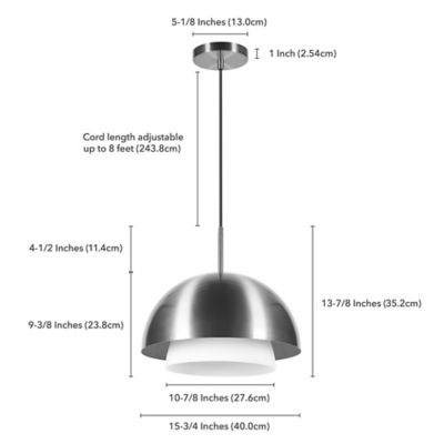 Image showing  1-Light Octavia Frosted Glass Pendant Light, Brushed Nickel/White