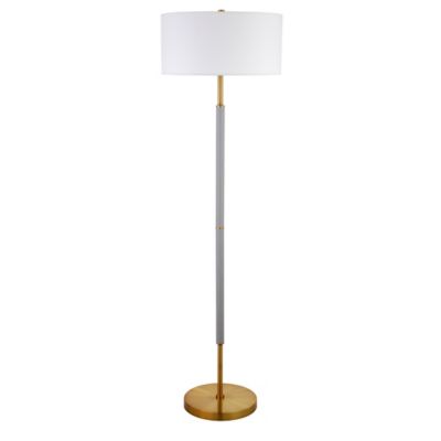Image showing  61.5 in. Simone 2-Bulb Floor Lamp, Gray/Brass