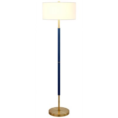 Image showing 2 th Hudson&Canal 61.5 in. Simone 2-Bulb Floor Lamp, Blue/Brass