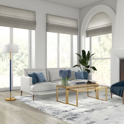 Image showing 3 th Hudson&Canal 61.5 in. Simone 2-Bulb Floor Lamp, Blue/Brass