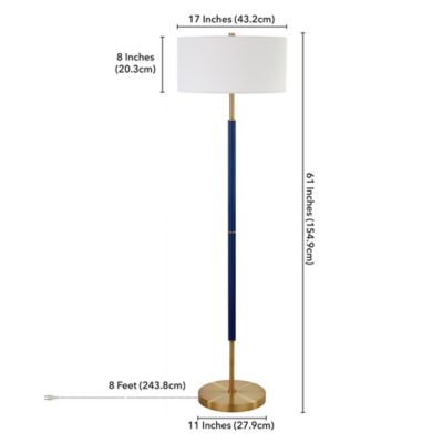 Image showing 4 th Hudson&Canal 61.5 in. Simone 2-Bulb Floor Lamp, Blue/Brass