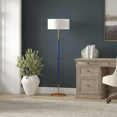 Image showing 8 th Hudson&Canal 61.5 in. Simone 2-Bulb Floor Lamp, Blue/Brass