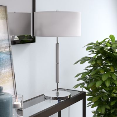 Hudson&Canal 25 in. Simone 2-Bulb Cool Gray/Nickel Table Lamp