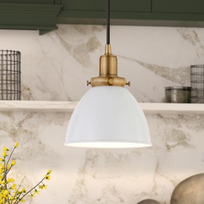 Hudson&Canal Madison Pendant Light, White/Brass