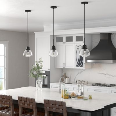 Image showing  1-Light Brooks Glass Globe Pendant Light, Blackened Bronze