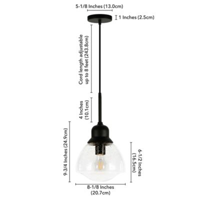 Image showing  1-Light Brooks Glass Globe Pendant Light, Blackened Bronze