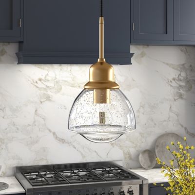 Image showing  1-Light Brooks Glass Globe Pendant Light, Brass