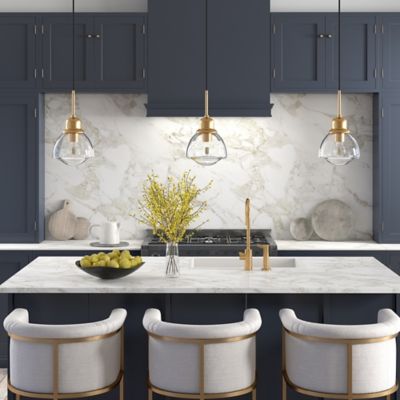 Image showing  1-Light Brooks Glass Globe Pendant Light, Brass