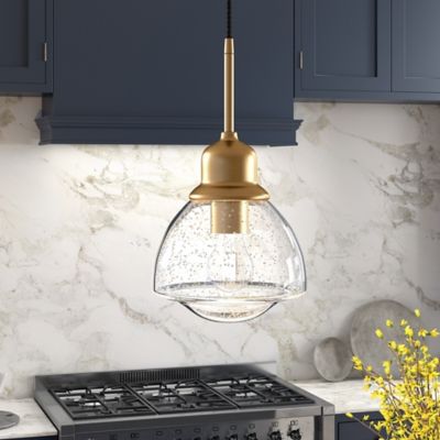 Image showing  1-Light Brooks Glass Globe Pendant Light, Brass