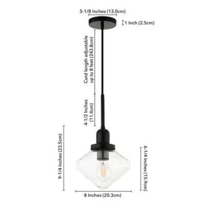 Image showing  1-Light Zariza Glass Globe Pendant Light, Blackened Bronze/Clear