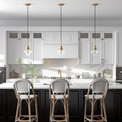 Image showing  1-Light Zariza Glass Globe Pendant Light, Brass/Clear