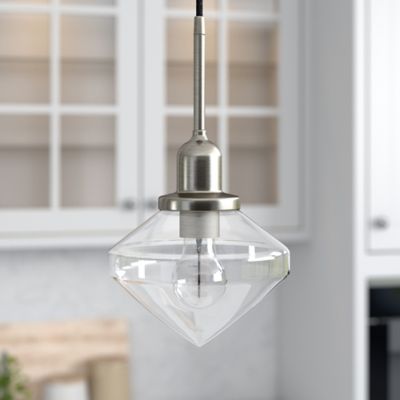 Hudson&Canal Zariza Glass Pendant Light, Brushed Nickel