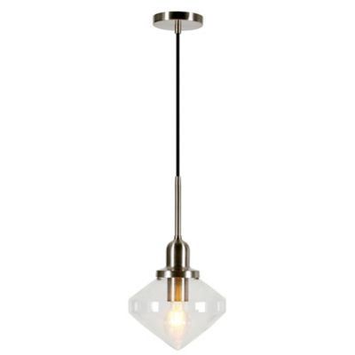Image showing  1-Light Zariza Glass Pendant Light, Brushed Nickel