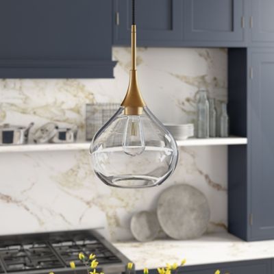 Hudson&Canal Ida Clear Glass Pendant Light, Brass