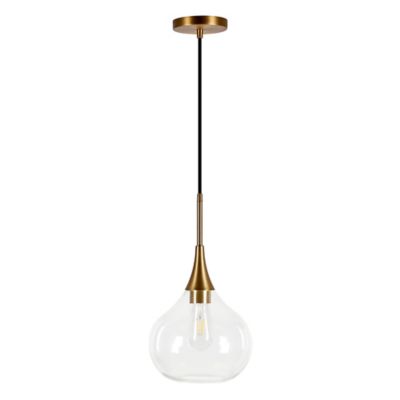 Image showing  1-Light Ida Glass Pendant Light, Brass