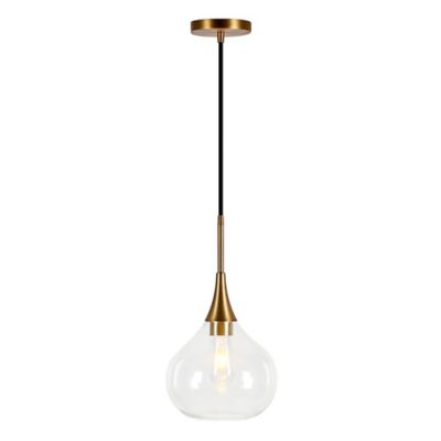 Image showing  1-Light Ida Glass Pendant Light, Brass