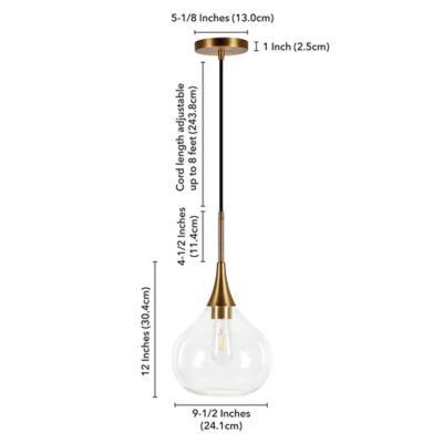 Image showing  1-Light Ida Glass Pendant Light, Brass