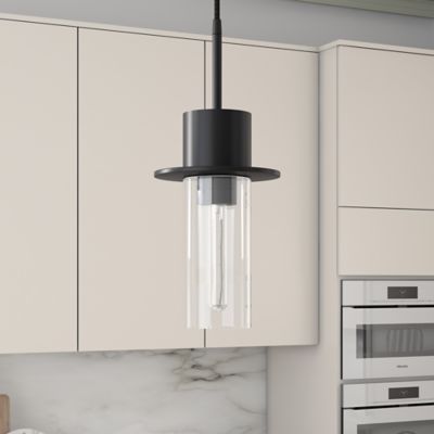 Hudson&Canal 1-Light Idris Glass Pendant Light, Blackened Bronze