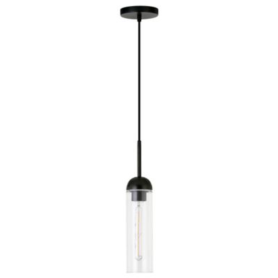 Image showing  1-Light Kagan Glass Mini Pendant Light, Blackened Steel