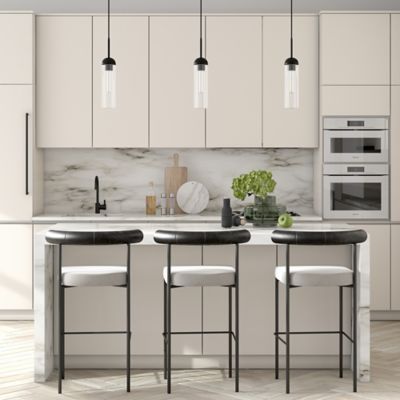 Image showing  1-Light Kagan Glass Mini Pendant Light, Blackened Steel