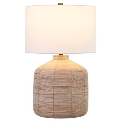 Image showing  Jolina Oversize Table Lamp, Rattan and Brass