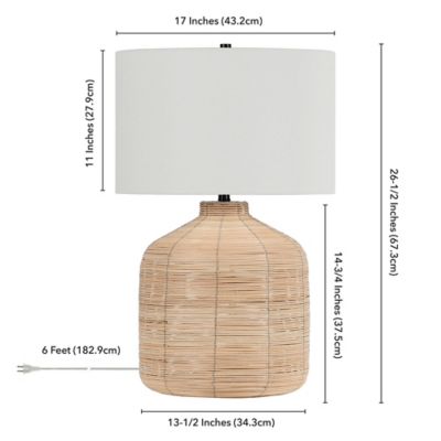 Image showing  Jolina Oversize Table Lamp, Rattan and Brass