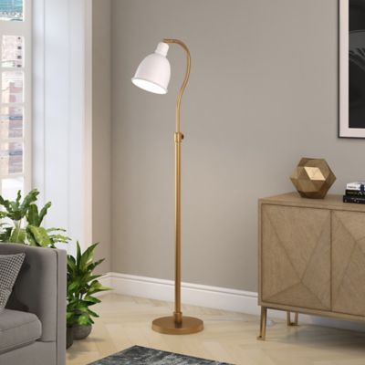 Image showing  68 in. Vincent Floor Lamp, Brass/White Shade