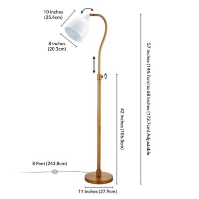 Image showing  68 in. Vincent Floor Lamp, Brass/White Shade