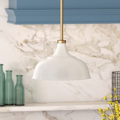 Hudson&Canal Mackenzie Metal Pendant Light, Pearled White/Brass