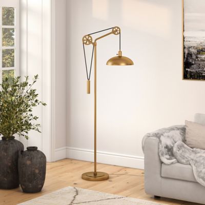 Hudson C Neo Aged Brass Floor Lamp, Madrot Glass Globe Floor Lamp