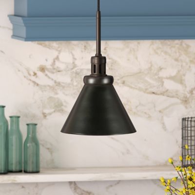 Hudson&Canal 1-Light Zeno Metal Pendant Light, Blackened Steel