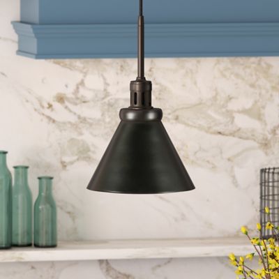 Hudson&Canal Zeno Metal Pendant Light, Blackened Steel