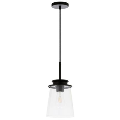 Image showing  1-Light Elwood Glass Pendant Light, Blackened Bronze