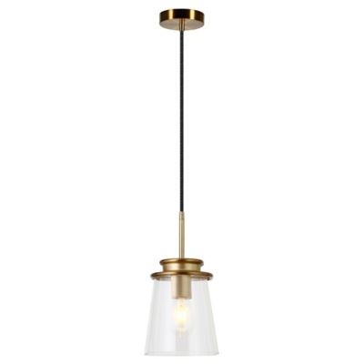 Image showing  1-Light Elwood Glass Pendant Light, Brass
