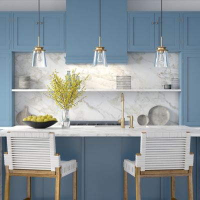 Image showing  1-Light Elwood Glass Pendant Light, Brass