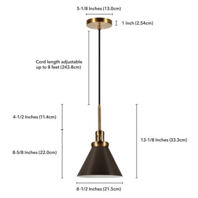 Image showing  1-Light Zeno Metal Pendant Light, Blackened Bronze