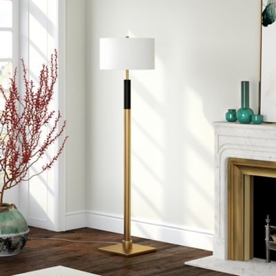 Hudson&Canal 62 in. Teagan 2-Tone Brass and Black Floor Lamp