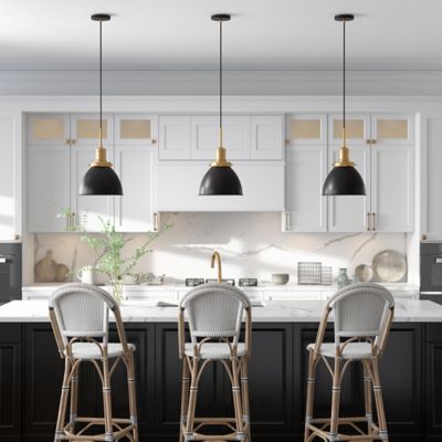 Image showing  1-Light Madison Metal Pendant Light, Black/Brass