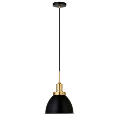 Image showing 8 th Hudson&Canal 1-Light Madison Metal Pendant Light, Black/Brass