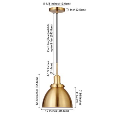 Image showing  1-Light Madison Metal Pendant Light, Brass