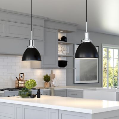 Image showing  1-Light Madison Metal Pendant Light, Blackened Bronze